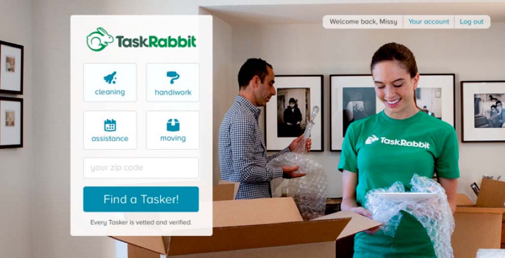 Task Rabiit ที่สามารถให้ใครก็ได้เข้ามารับจ้างจิปาถะตั้งแต่งานง่ายๆ เช่น ส่งของระหว่างทางตามบ้าน  ไปเสิร์ฟอาหารเป็นช่วงเวลาที่เราว่าง หรืองานแรงงาน